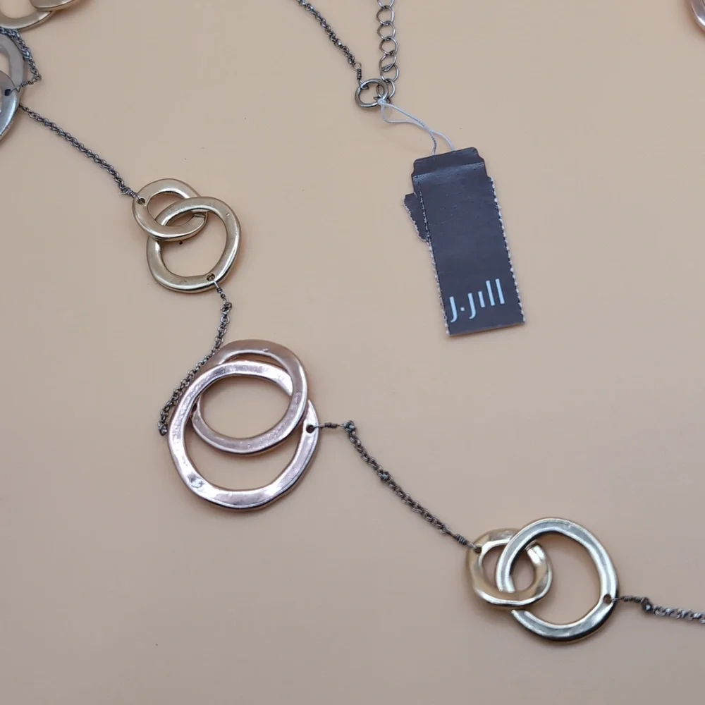 J. Jill Long Tri-Color Mixed Metal Link Necklace NWT